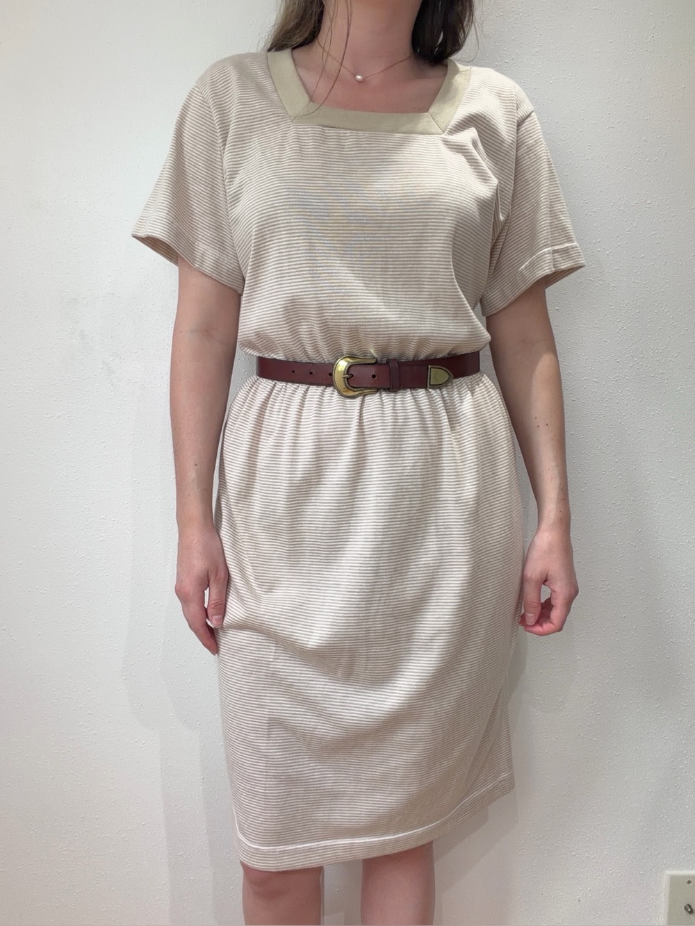 Vintage Taupe Striped Dress